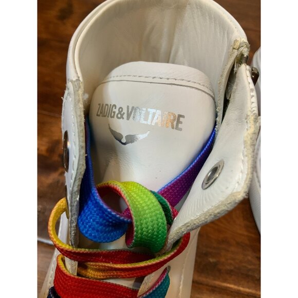 Zadig & Voltaire High Flash Pride High Top White Leather Sneakers Size 41 | 11 - Picture 5 of 9